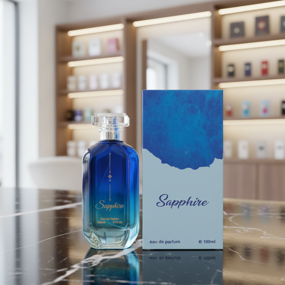 Sapphire Eau De Parfum (EDP) for Men & Women | 100ml Premium Long-Lasting Unisex Fragrance | Elegant Ocean Fresh & Warm Amber Signature Scent