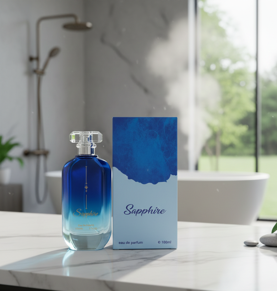 Sapphire Eau De Parfum (EDP) for Men & Women | 100ml Premium Long-Lasting Unisex Fragrance | Elegant Ocean Fresh & Warm Amber Signature Scent