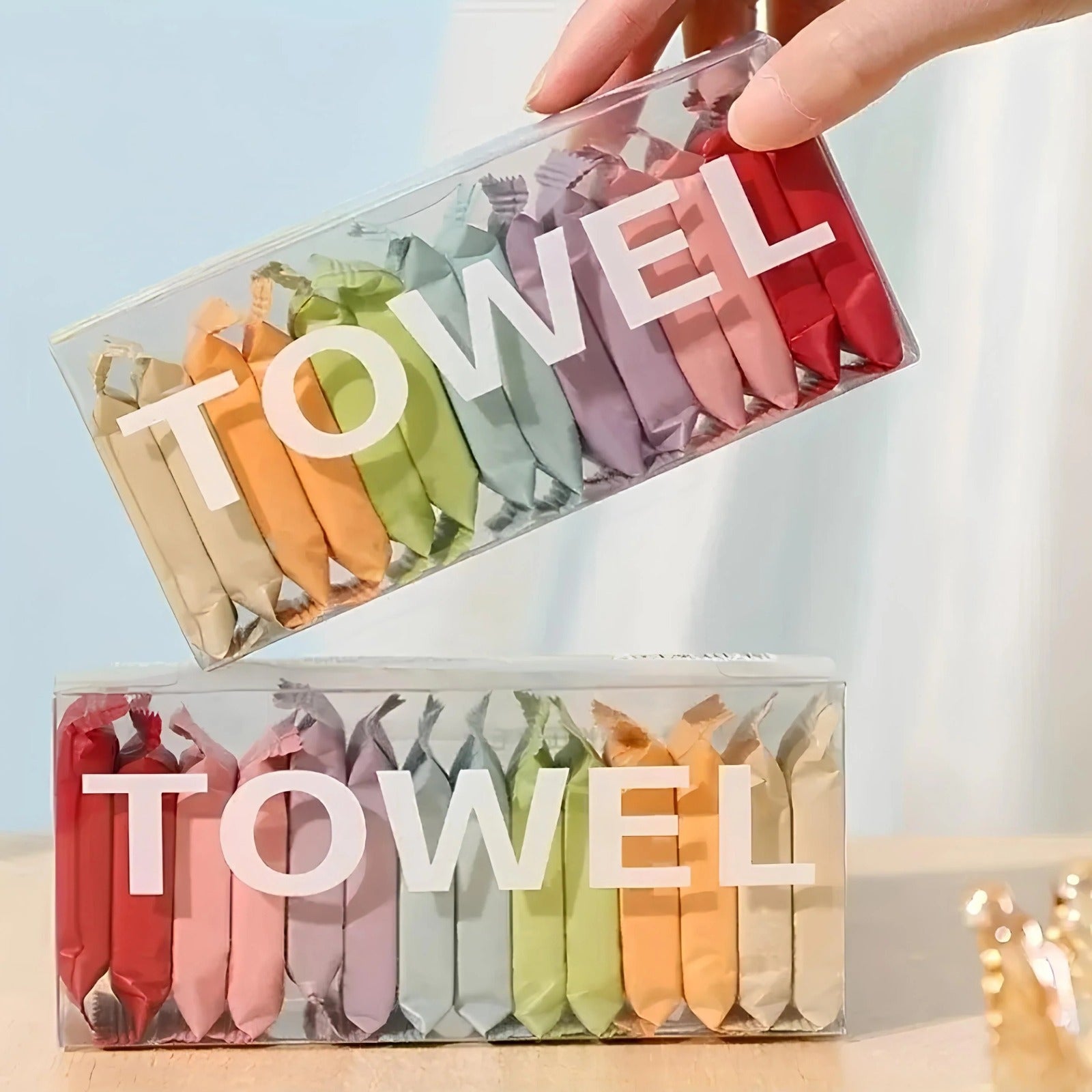 Disposable Compressed Face Towels (14-Pack) | Portable Thickened Travel Washcloths | Candy-Wrapped Magic Cotton Wipes for Skincare, Camping & Travel