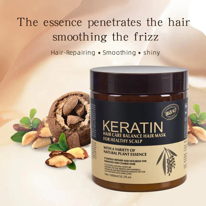 Keratin Hair Care Balance Hair Mask & Deep Treatment | 500ML Nourishing Scalp Therapy with Brazil Nut & Plant Essence | Anti-Frizz Repairing Cream for Damaged, Dry & Coarse Hair