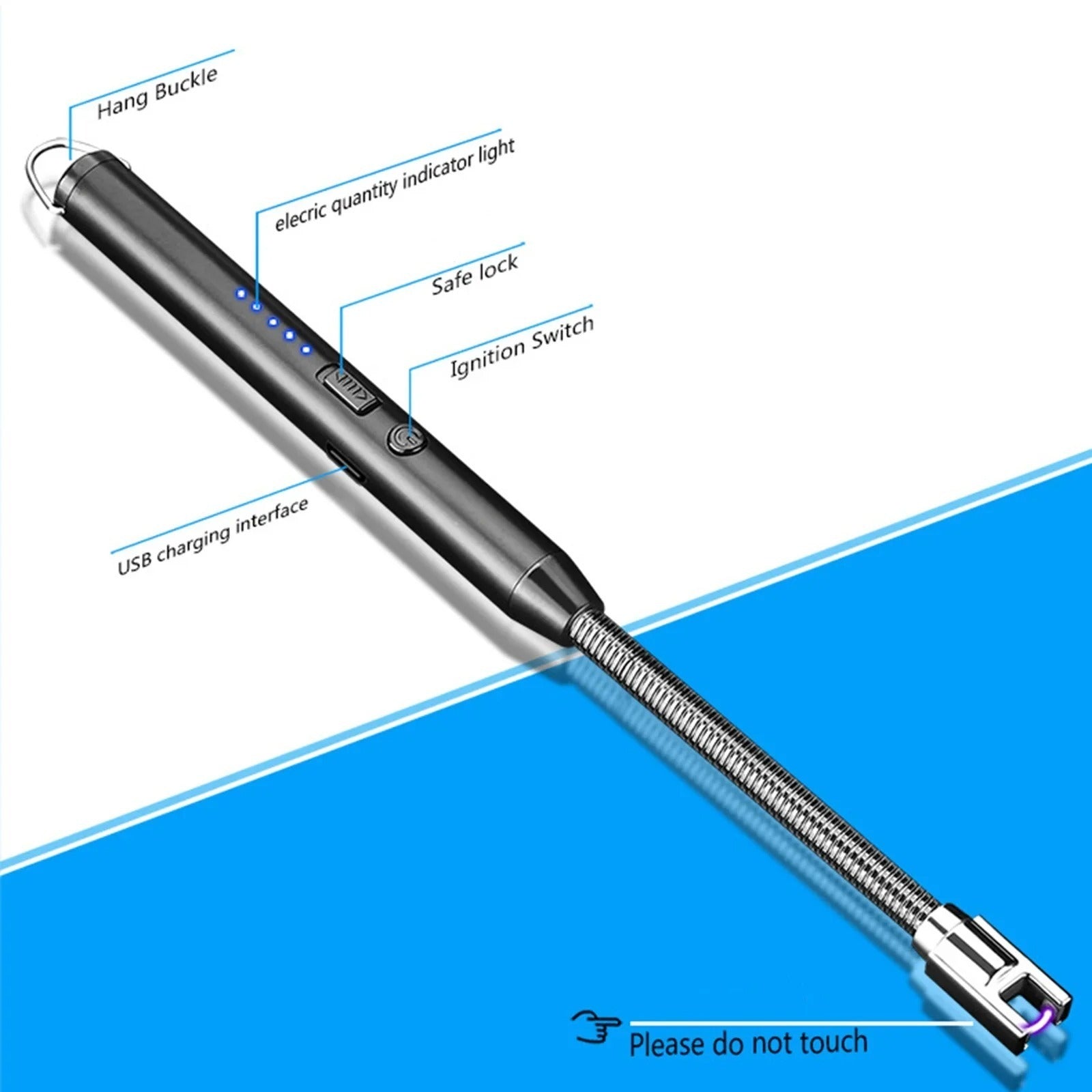 360° Flexible Electric Arc Lighter | USB Rechargeable Plasma Kitchen Lighter | Windproof Flameless BBQ, Candle & Camping Igniter with LED Battery Indicator & Safety Lock
