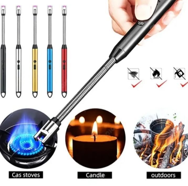 360° Flexible Electric Arc Lighter | USB Rechargeable Plasma Kitchen Lighter | Windproof Flameless BBQ, Candle & Camping Igniter with LED Battery Indicator & Safety Lock