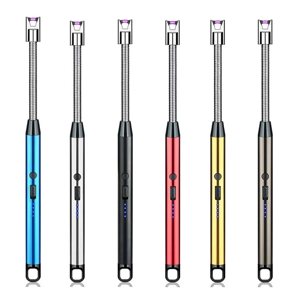 360° Flexible Electric Arc Lighter | USB Rechargeable Plasma Kitchen Lighter | Windproof Flameless BBQ, Candle & Camping Igniter with LED Battery Indicator & Safety Lock