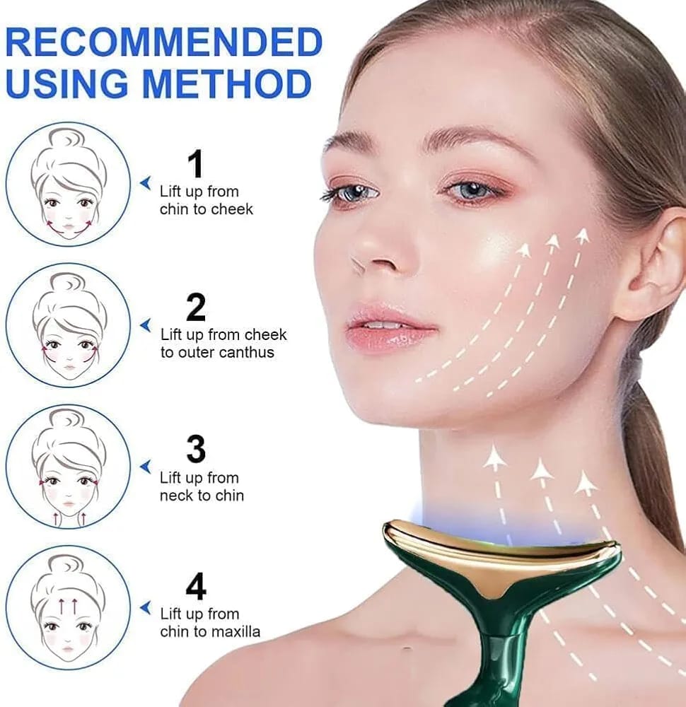 3-in-1 Face Slimming & Lift Wand | Thermal & Sonic Vibration Massager for Face & Neck | Microcurrent Jawline Contour & Anti-Wrinkle Beauty Dev