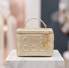 Luxury Quilted Synthetic Leather Makeup Vanity Case | Premium Metallic Silver Beauty Bag & Travel Cosmetics Organizer with Gold Hardware - Image 4