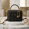 Luxury Quilted Synthetic Leather Makeup Vanity Case | Premium Metallic Silver Beauty Bag & Travel Cosmetics Organizer with Gold Hardware - Image 2