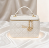Luxury Quilted Synthetic Leather Makeup Vanity Case | Premium Metallic Silver Beauty Bag & Travel Cosmetics Organizer with Gold Hardware - Image 3