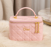 Luxury Quilted Synthetic Leather Makeup Vanity Case | Premium Metallic Silver Beauty Bag & Travel Cosmetics Organizer with Gold Hardware - Image 5