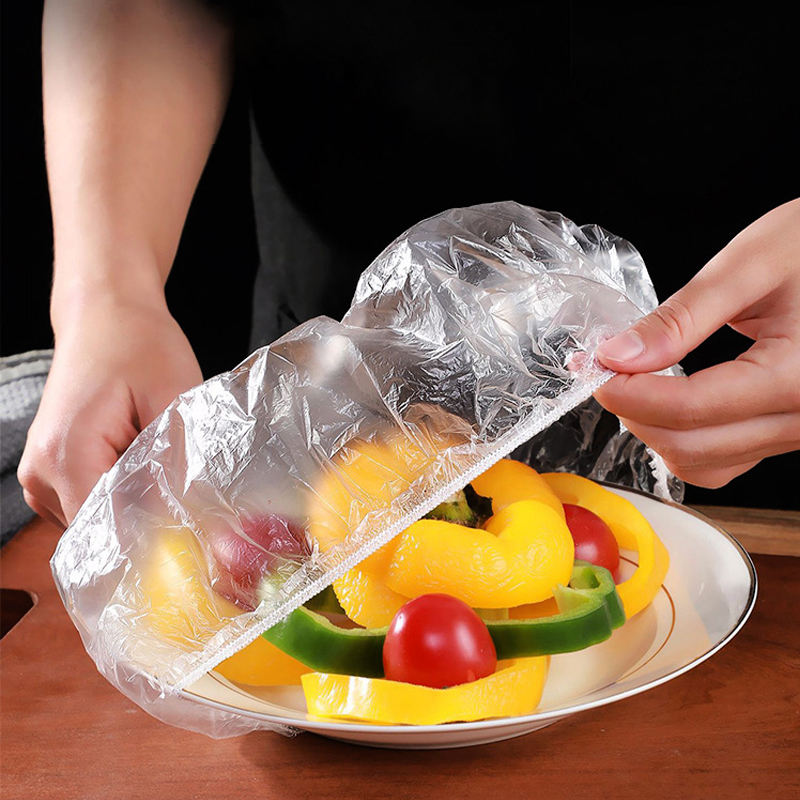 Disposable Elastic Food Storage Covers (100-Pack) | Universal Stretchable Bowl & Plate Wrap | Eco-Friendly Kitchen Fresh-Keeping Plastic Caps