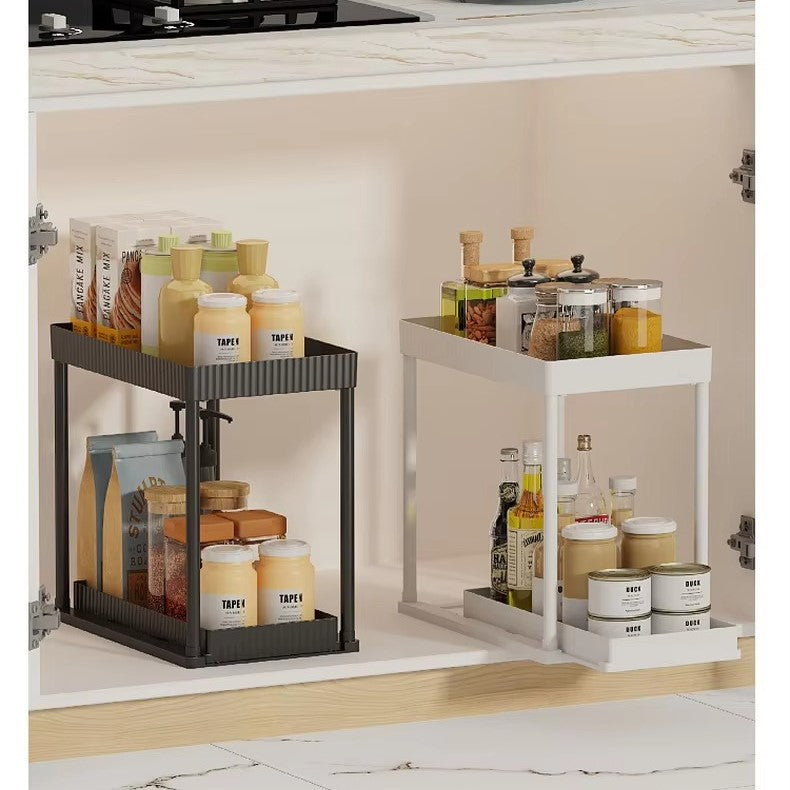 Multi-Functional Under-Sink Organizer & Kitchen Storage Shelf | Rust-Proof Carbon Steel Rack (Nail-Free Installation, Waterproof, Random Color)