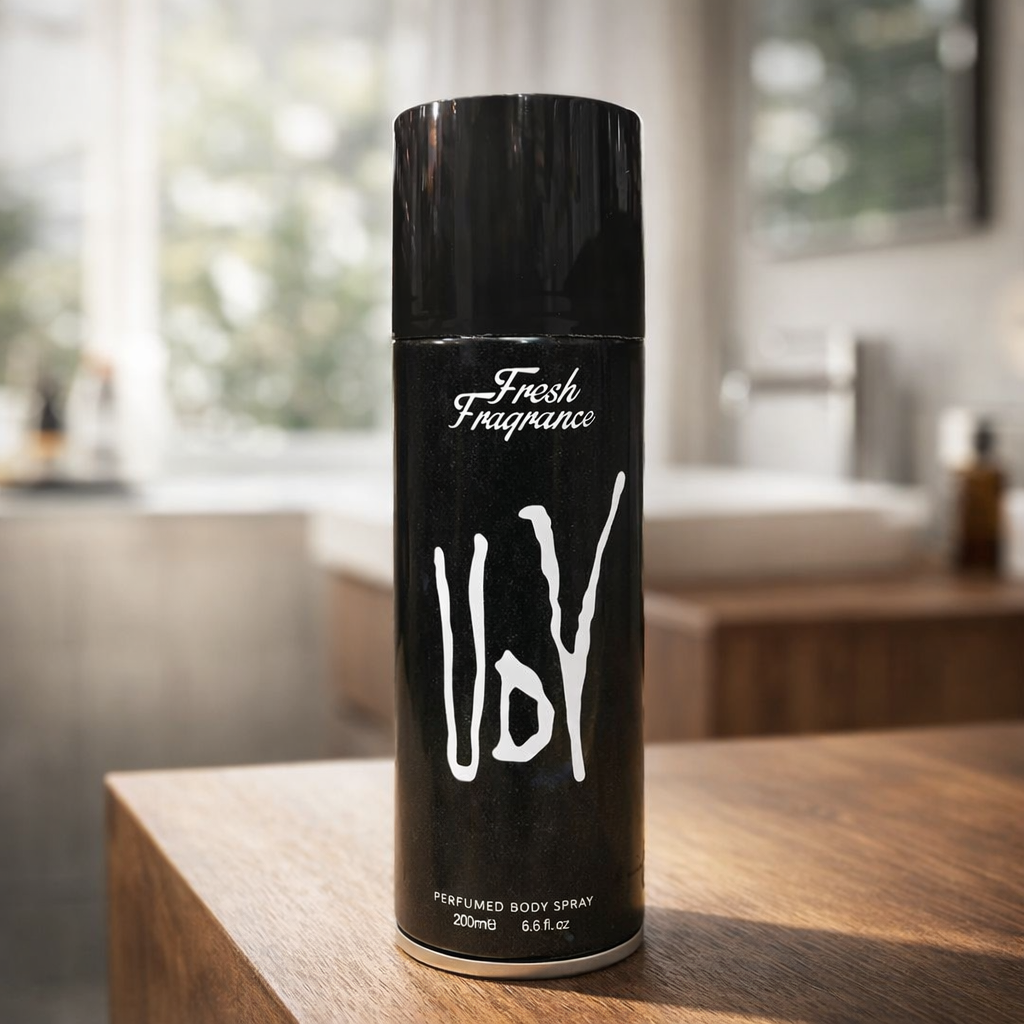 UDV Fresh Fragrance Perfumed Body Spray for Men | 200ml Premium Long-Lasting Deodorant Spray | Confident Everyday Elegance & Intense Freshness