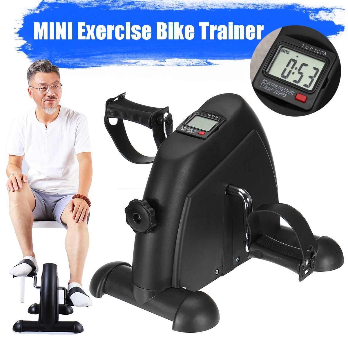 Portable Mini Exercise Bike with Digital LCD Meter | Compact Under-Desk Pedal Exerciser for Legs & Arms | Adjustable Resistance Fitness Machine for Home, Office & Physiotherapy