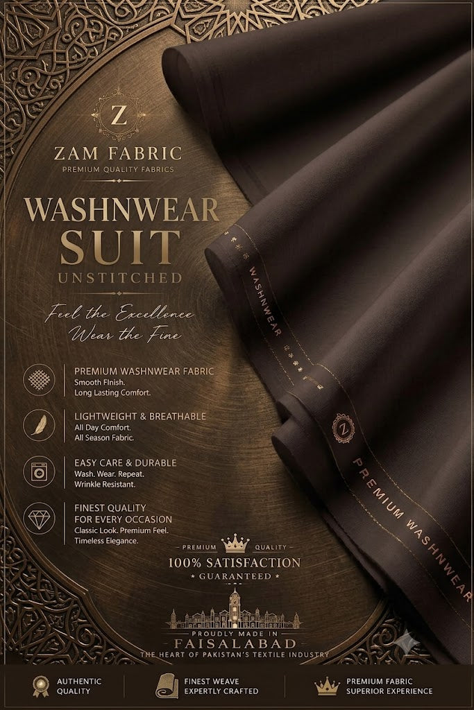 ZAM FABRIC Premium Men's Washnwear Suit | Unstitched Luxury Chocolate Coffee Brown Shalwar Kameez Fabric for Men | Lightweight, Breathable & Wrinkle-Resistant All-Season Wear