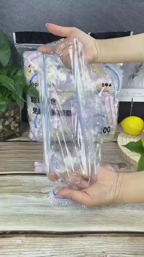 Disposable Elastic Food Storage Covers (100-Pack) | Universal Stretchable Bowl & Plate Wrap | Eco-Friendly Kitchen Fresh-Keeping Plastic Caps